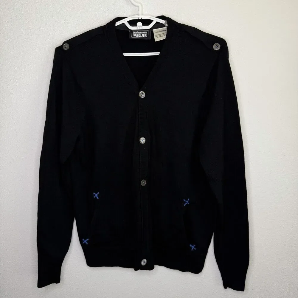 The Hundreds Public Label 100% Merino Wool Cardigan Black Men’s XL
